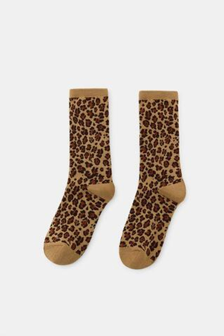 ZARA ЖАККАРДОВЫЕ НОСКИ С АНИМАЛИСТИЧНЫМ ПРИНТОМ, ЛЕОПАРДОВЫЙ