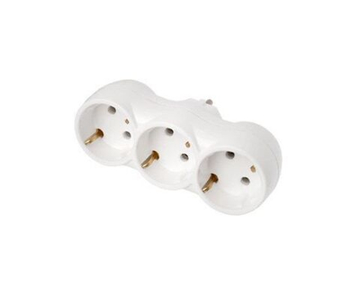 Разветвитель электрический (тройник) Bylectrica 3 розетки, 16А, белый, линейный, с заземлением РВ16-375