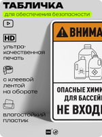 Табличка для обеспечения безопасности "Внимание опасные химикаты для бассейнов не входить", для производства, предприятия, организаций, 40х30 см, Silver Plane x Айдентика Технолоджи