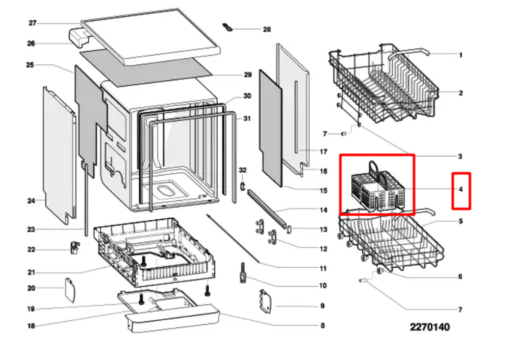 Корзина для приборов в посудомоечную машину Indesit (Индезит) / Ariston(Аристон) 307254
