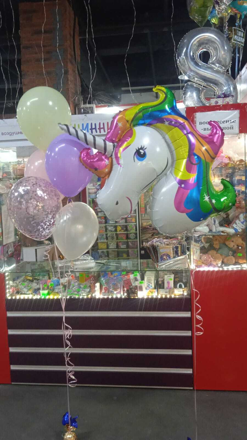 Сет из шаров Единорог с фонтаном нежность