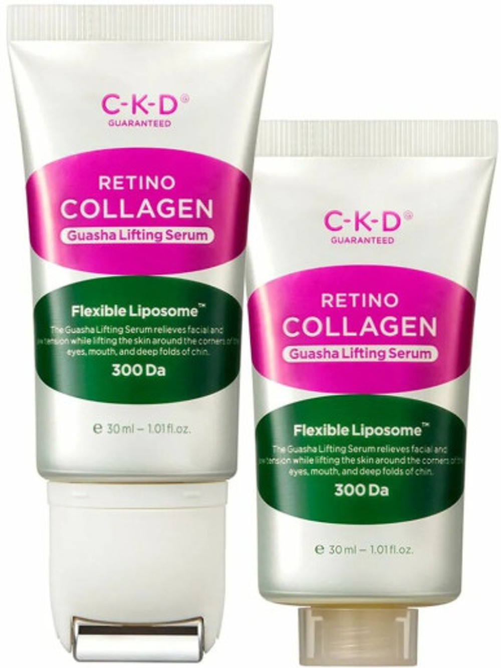 Набор сывороток с роликовым массажером CKD Retino Collagen Guasha Lifting Serum 30+30 мл