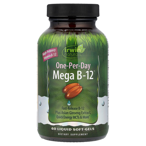 Irwin Naturals, One-Per-Day, Mega B-12™, 60 капсул с жидкостью