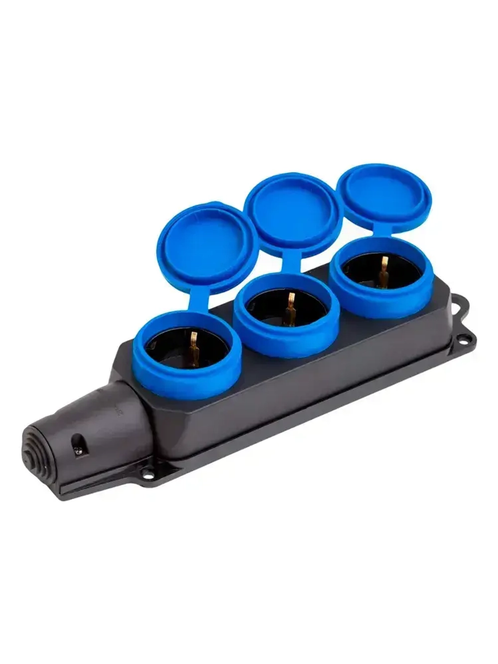 Колодка для удлинителя каучуковая 3 розетки / 16А / уличная, силовая с заземлением