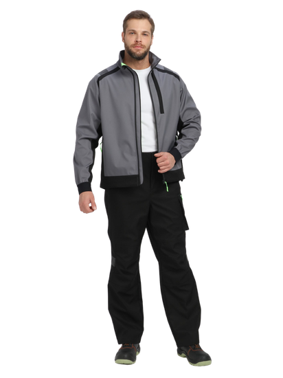 Куртка "ProfLine Leader" (серый/черный), тк.Софтшел