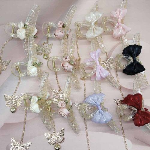 Заколка-краб с бабочкой