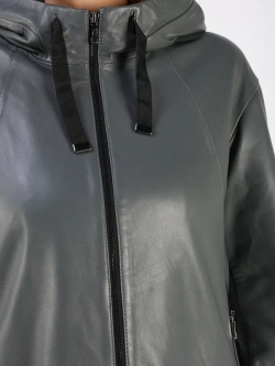 Кожаная куртка демисезонная с капюшоном