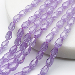 Фианит Капля бусины (кубический цирконий), цвет сиреневый, размер около 6,3*4,3 мм, цена за набор 14 шт (1/4 нити)