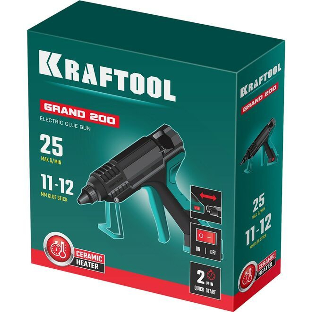 Клеевой пистолет KRAFTOOL Grand 200 , термоклеевой электрический, d 11-12