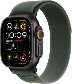Apple Watch Ultra 2 49mm Черный Титан Ремешок S/M Trail Зеленого Цвета 2024