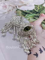 Серьги Скиапар. серебристые в форме глаза со стразами и жемчугом