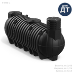 Резервуар модульный для подземного хранения дизтоплива Полимер-Групп DL DT 9000 л. горизонтальный (5140x1740x2430см;444кг;черный) - арт.559108