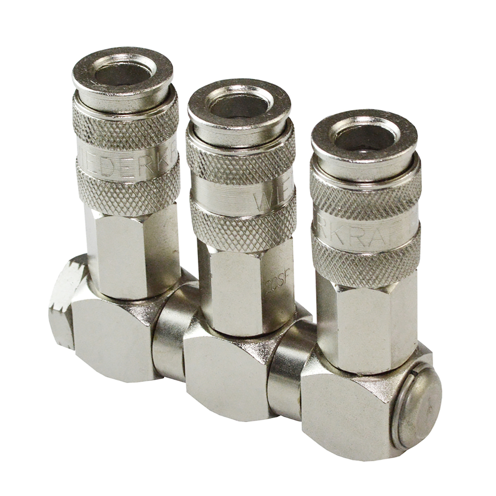 WDK-83RT Разветвитель пневматический с вращающимися соединениями, вход 1/4" (F), 3 выхода БРС