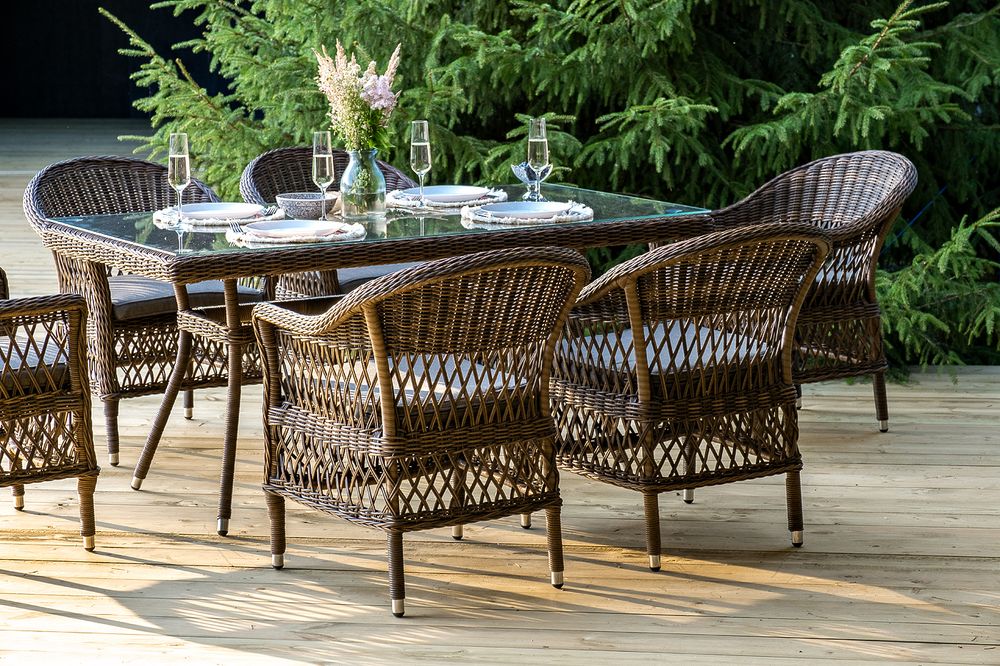 "Амароне" обеденная группа из искусственного ротанга на 6 персон, цвет коричневый