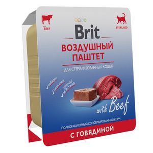 Воздушный паштет для стерилизованных кошек Brit Premium, говядина