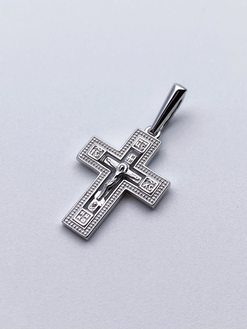 Крест из серебра/Родий/С подвижным ухом