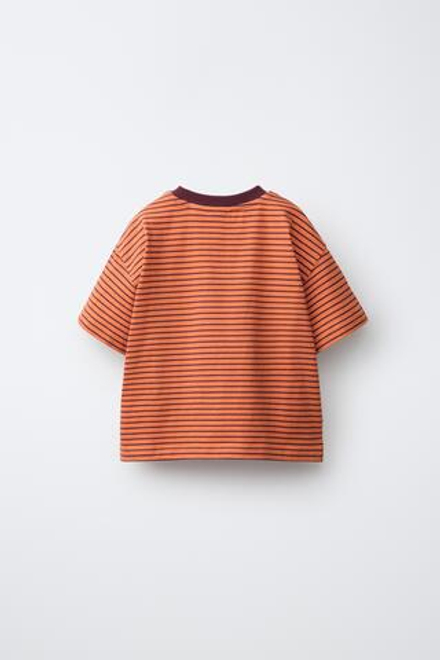 ZARA ФУТБОЛКА В ПОЛОСКУ, ЦВЕТ ЖЖЕНОГО АПЕЛЬСИНА