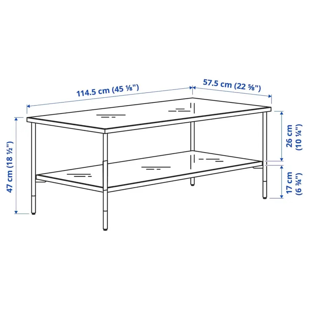 Журнальный стол - IKEA ИКЕА ÄSPERÖD,114х57х47 см, черный/стекло черное