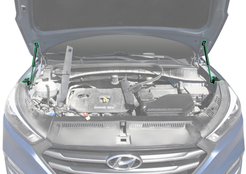 Газовые упоры капота Pneumatic для Hyundai Tucson III рестайлинг 2018-2021, 2 шт., KU-HY-TS03-01