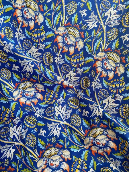 Wandle СИНИЙ В СТИЛЕ У. МОРРИСА100% хлопок Handmade Fabrics 6