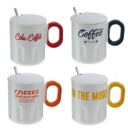 GAEM Кружка с крышкой и ложкой, 350 мл, L13 W9 H11 см, 4в.