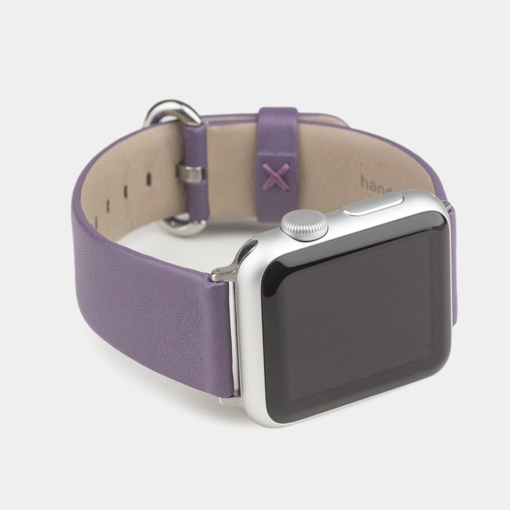 Ремешок для Apple Watch 44/45/46 mm из кожи теленка, фиолетового цвета