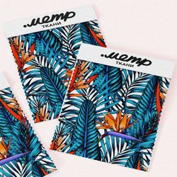 Ткань атлас живописные листья