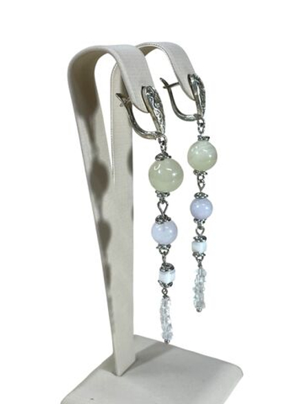 Серьги Нежные Оникс и аквамарин