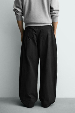 ZARA БРЮКИ CURVED FIT, ЧЕРНЫЙ