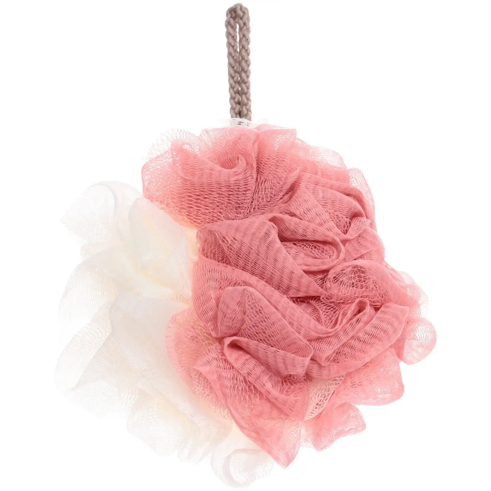 Мочалка нейлоновая «Premium - NATARIO», цвет белый / розовый, 19*12см, 50гр (ZIP пакет)