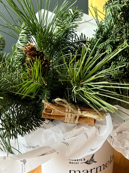 Композиция из хвои с корицей