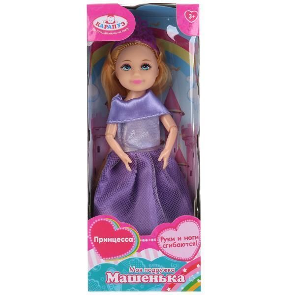 Кукла тм Карапуз Машенька 15см принцесса в фиолетовом платье,гнутся руки и ноги,