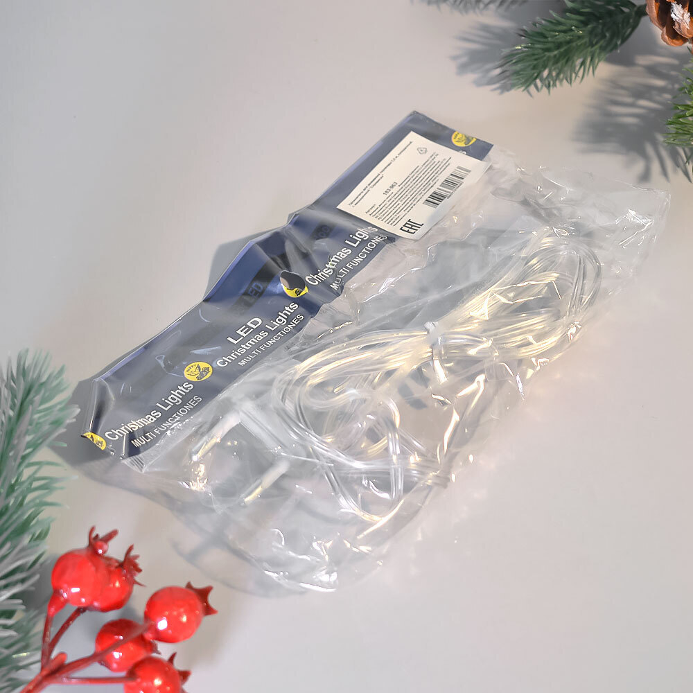 Удлинитель для домашней гирлянды 1,5м, прозрачный провод "Серпантин"