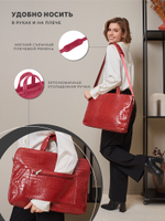 Сумка для ноутбука 15,6" и 17" с ремнем на плечо и 3 отделениями (Лакированный красный)