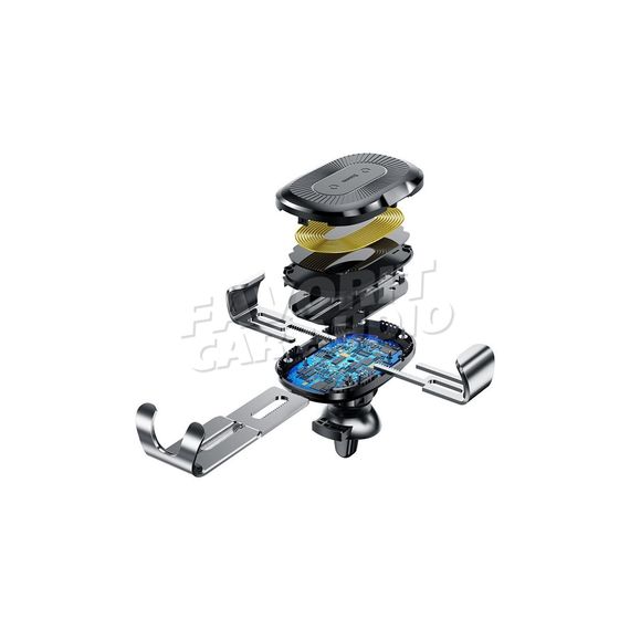 Держатель Baseus WXYL-B09 металл воздуховод бесп. зарядка QI серебряный