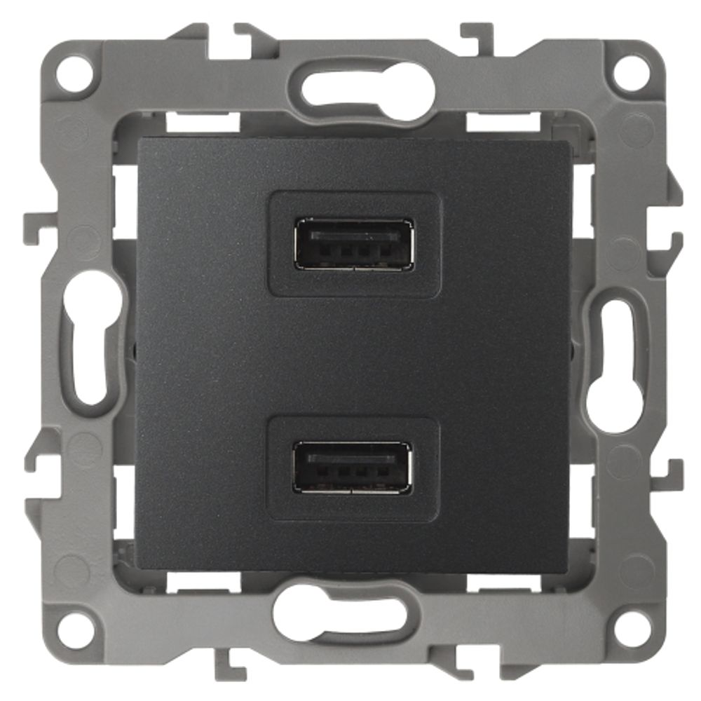 12-4110-05 ЭРА Устройство зарядное USB, 230В/5В-2100мА, IP20, Эра12, антрацит | Эра 12 Антрацит