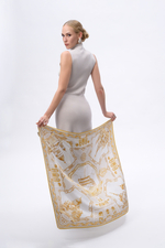 Платок «Реки России» бежевый 100% шёлк