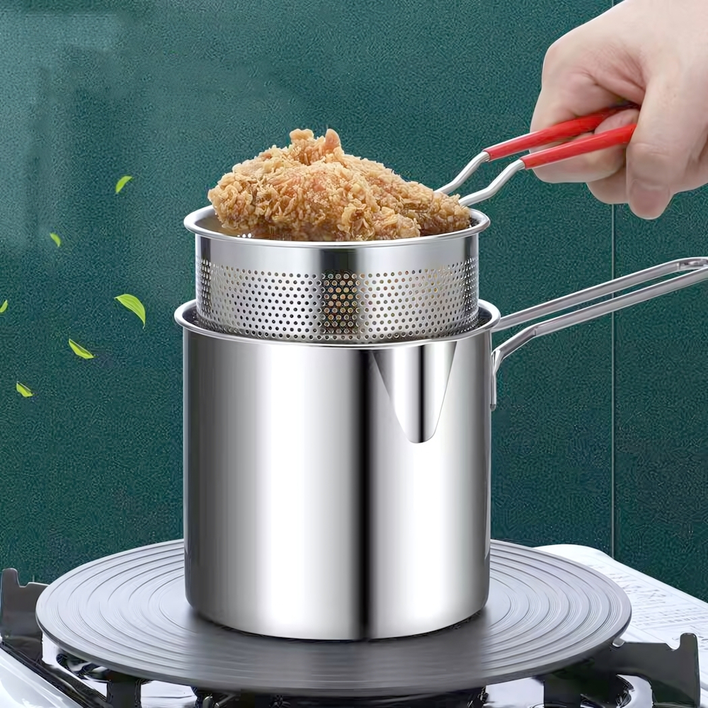 Фритюрница мини 1,2л ковш с корзиной 12см, прорезиненная ручка, нерж.сталь