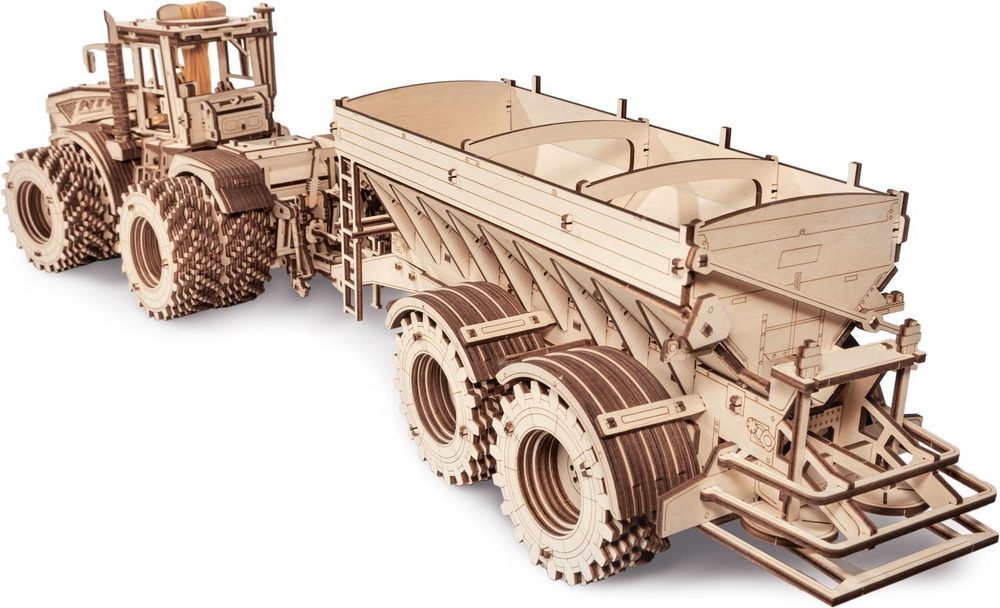 Конструктор деревянный 3D EWA Прицеп к трактору Кировец К-7М