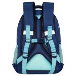 Рюкзак Grizzly, 27*40*20см, 2 отделения, 4 кармана, анатомическая спинка, синий-мятный