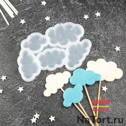 Силиконовая форма для леденцов «Облака 5 в 1»
