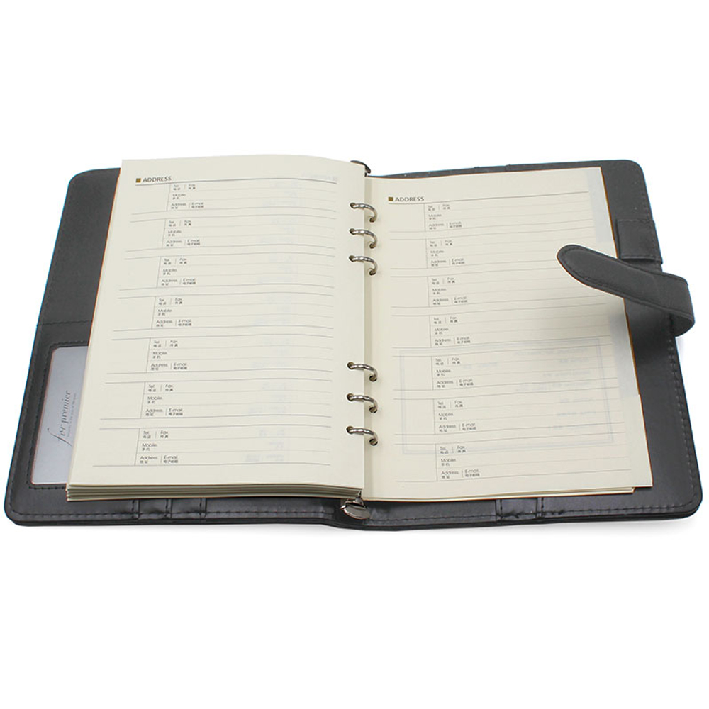 Ежедневник недатированный Deli А5, 240 страниц, на кольцах, кожзам,  черный