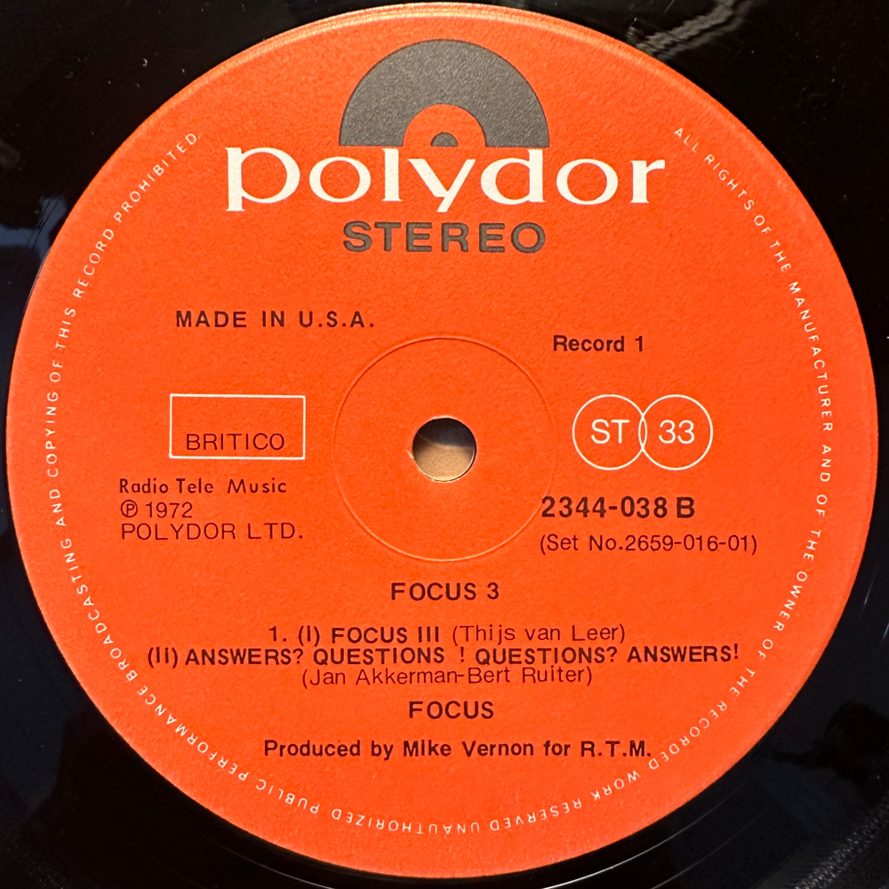 Focus - Focus 3 2LP (Англия 1972г.)