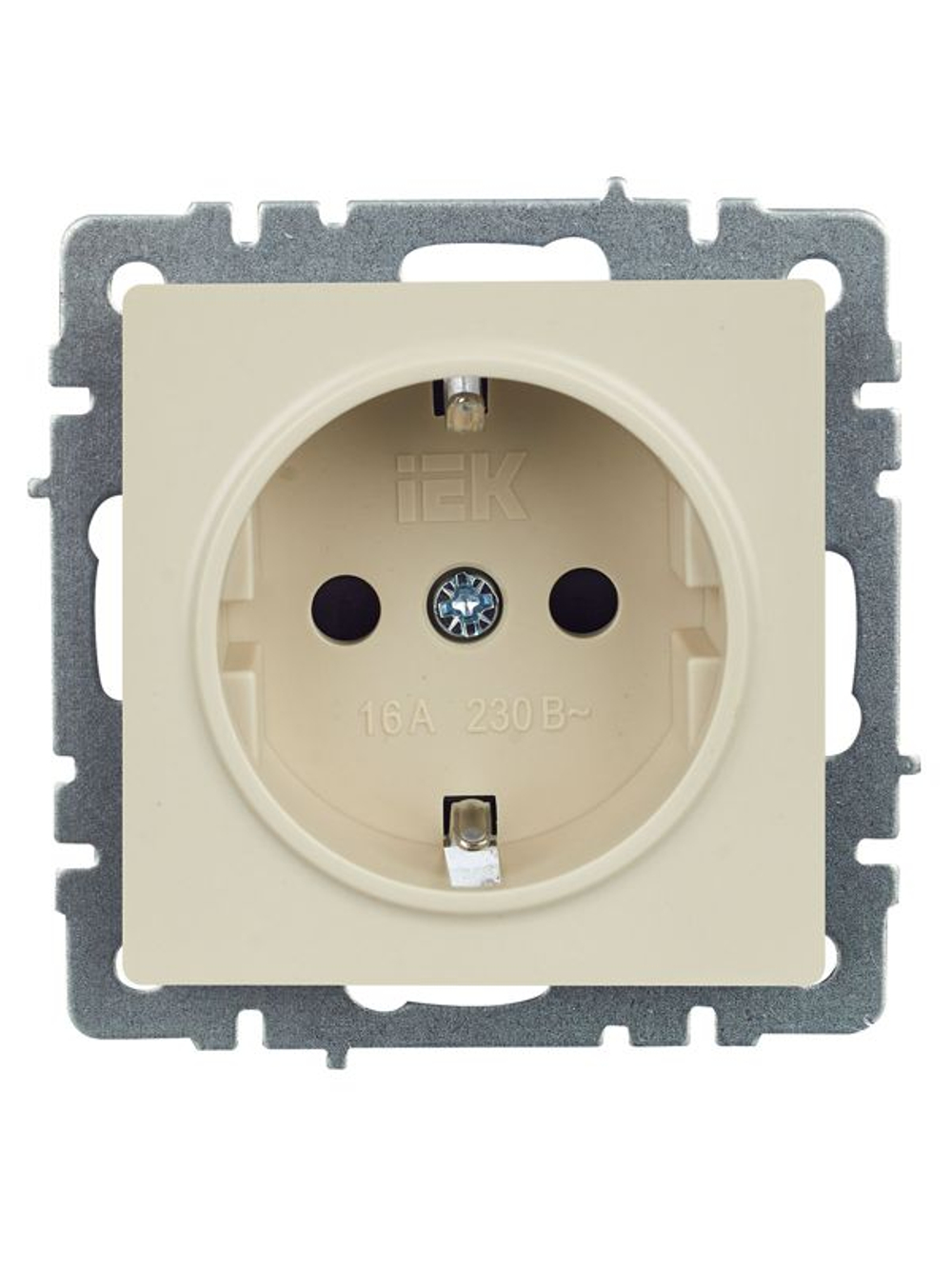 Розетка BRITE РС14-1-0-БрКр 16А с заземл. защ. шторки механизм беж. IEK BR-R14-16-K10