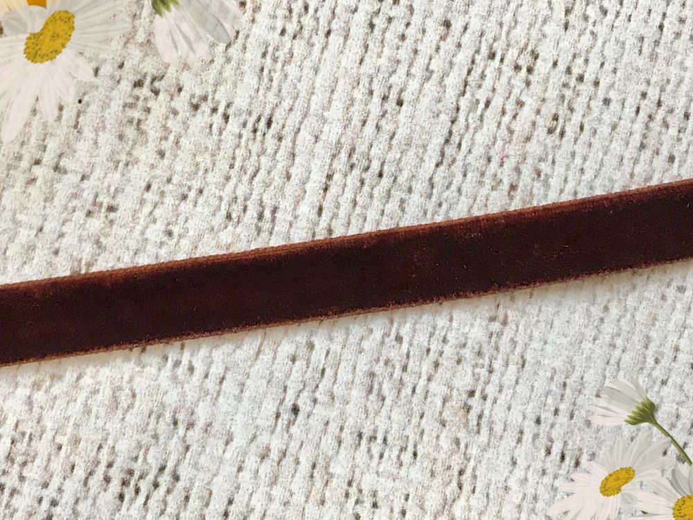 Лента бархатная, ш. 1 см, тёмно-коричневый