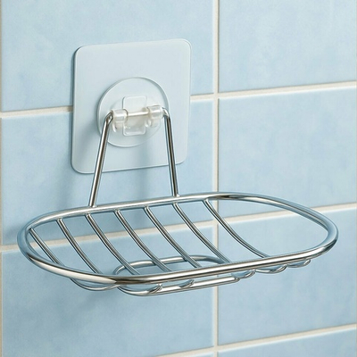 Мыльница подвесная овальная "Basic" на самоклеящейся основе, хром