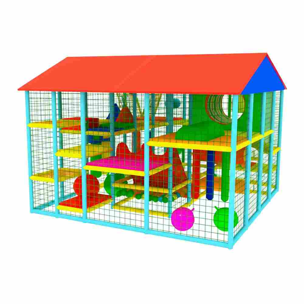 Детский уличный игровой лабиринт с крышей «Теремок» 6,15×3,69×3,3 м