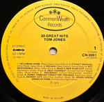 Tom Jones - 20 Great Hits (Голландия 1978г.)