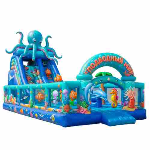 Коммерческий надувной батут «Коралловый риф», 12×9×9 м, с горкой