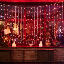 ULD-C2030-240-SWK RED IP67 Занавес светодиодный со статическим свечением. 3х2м. Соединяемый. 240 светодиодов. Красный свет. Провод белый. TM Uniel.